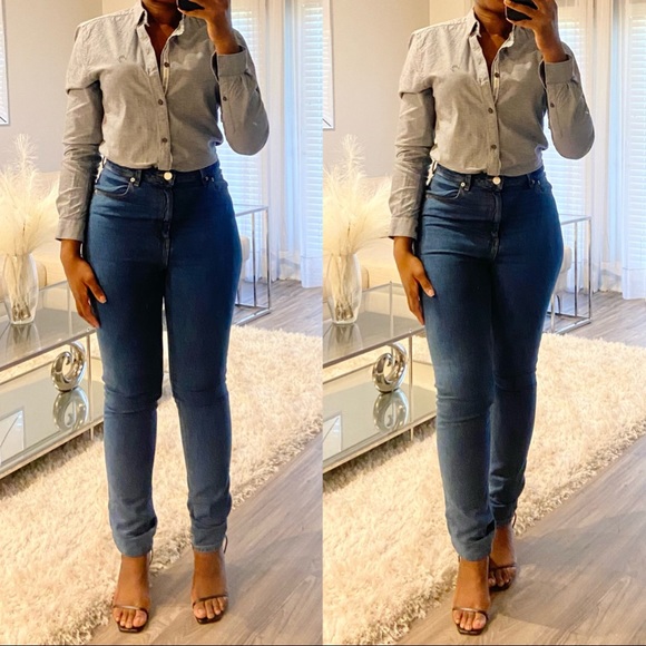 LAST CHANCE | River Island Slim Fit Oxford Shirt - Light Grey - Picture 2 of 3